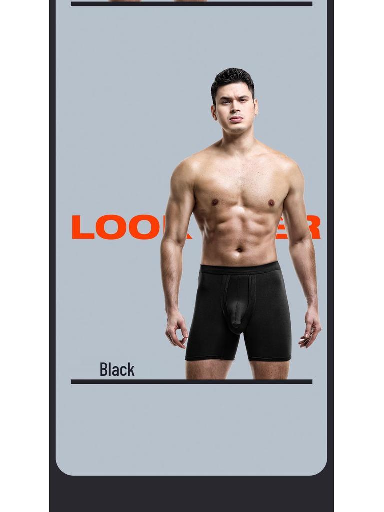 Men's Bullet-Style Separation Long Sports Briefs - Anti-Wear, Breathable, Large Size Boxer for Running