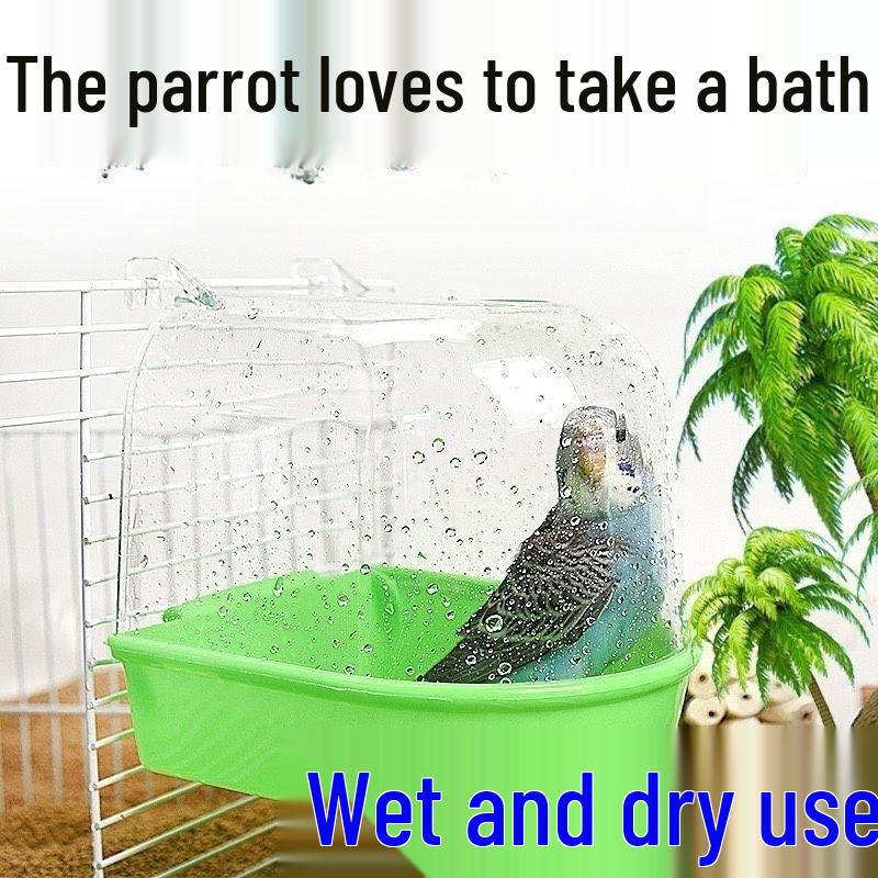 Transparent Hanging Bird Bath for Small Birds: Parrot, Budgerigar, Tiger Parrot Square Cage Bath Tub белый