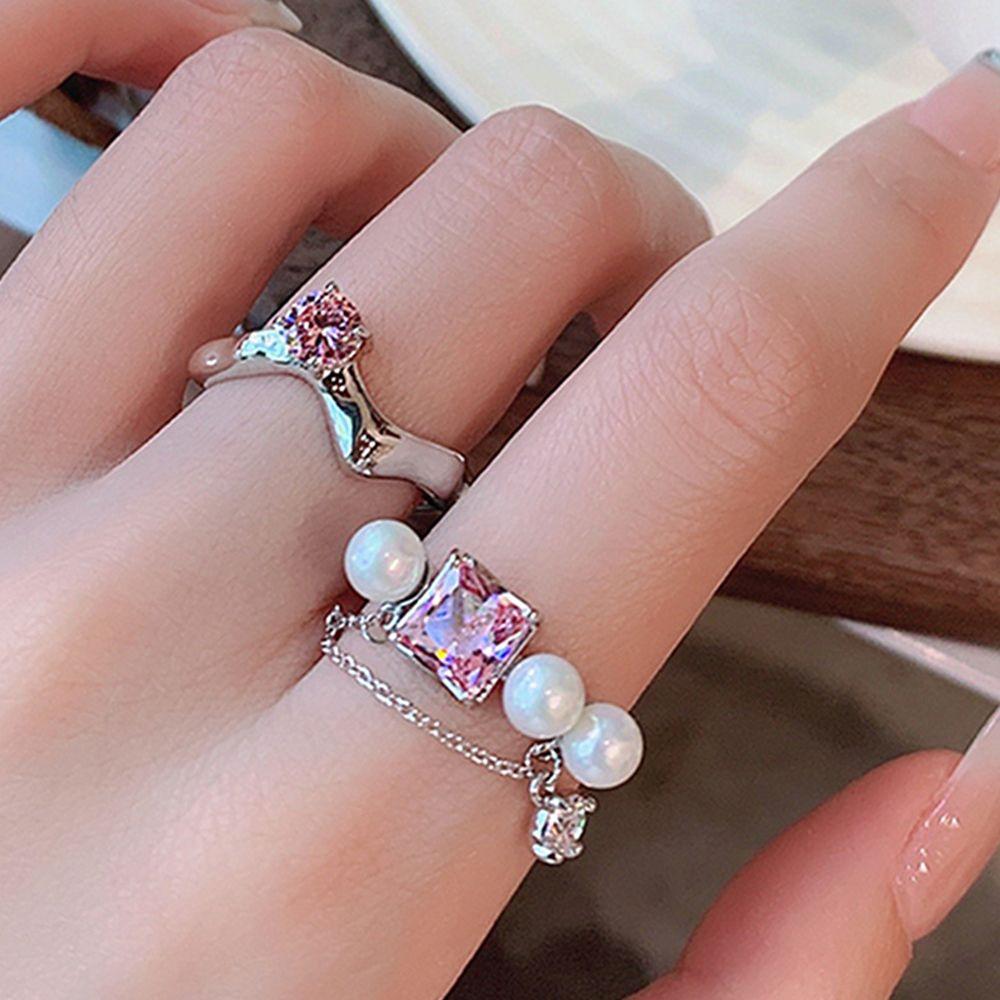Rings Zinc Zinc Alloy Love Heart Chain Y2K Metal Rings