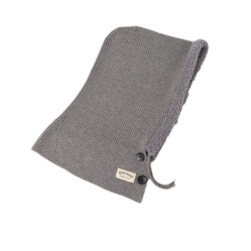 Sturmhaube Damen Winter Gesicht Rotkäppchen Wollschal integriert großer Kopfumfang verdickte warme Strickmütze