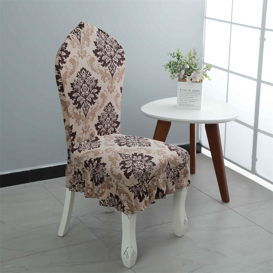 

European Skirt Chair Cover Hotel Hotel Ruffle Edge Household Elastic Dining Chair Cover European Skirt бежевий