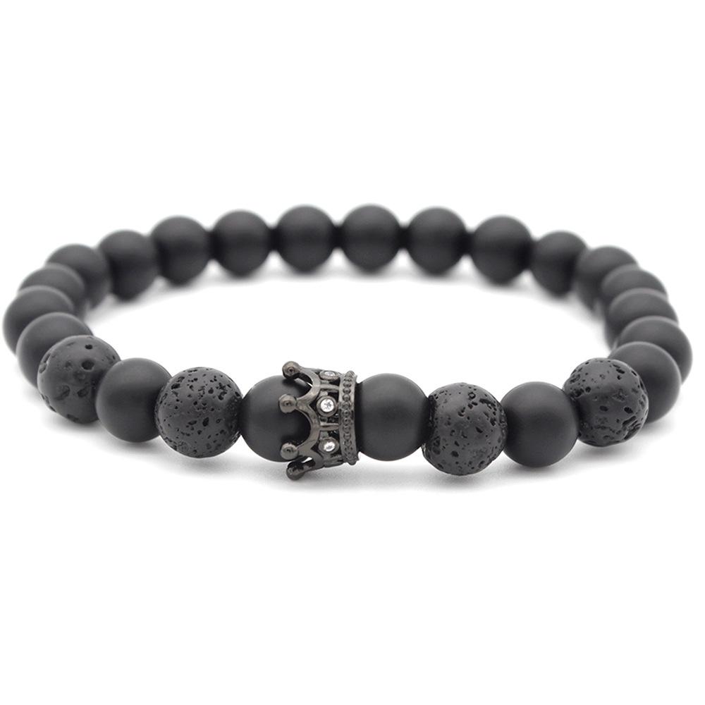 JYL TS Bracelet Sports  Baseball Bead Style Boosts Athletic Luck And Vitality Black frosted volcanic rock 6090