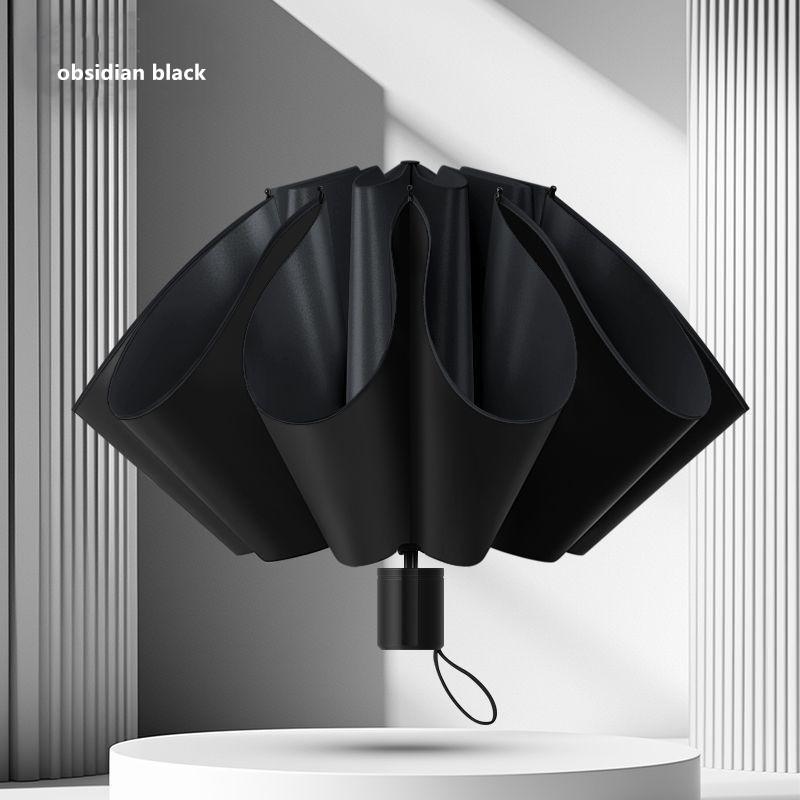 Fully Automatic Umbrella Thickened Reinforced Windproof Rainproof Portable Sun Protection Car-mounted Tri-fold Umbrella чёрный