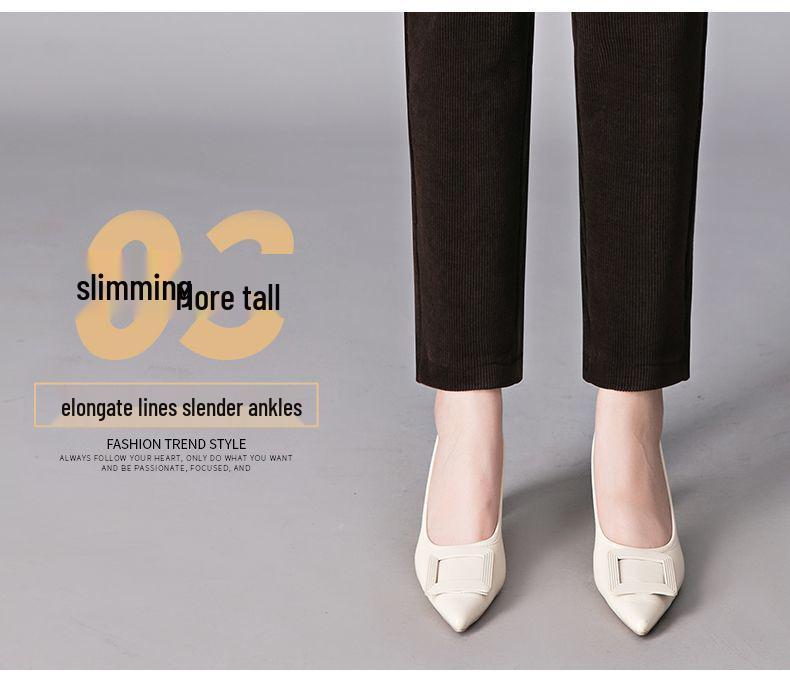 Women's High-Waisted Corduroy Carrot Pants: Fleece-Lined, Casual Straight-Leg for Autumn & Winter