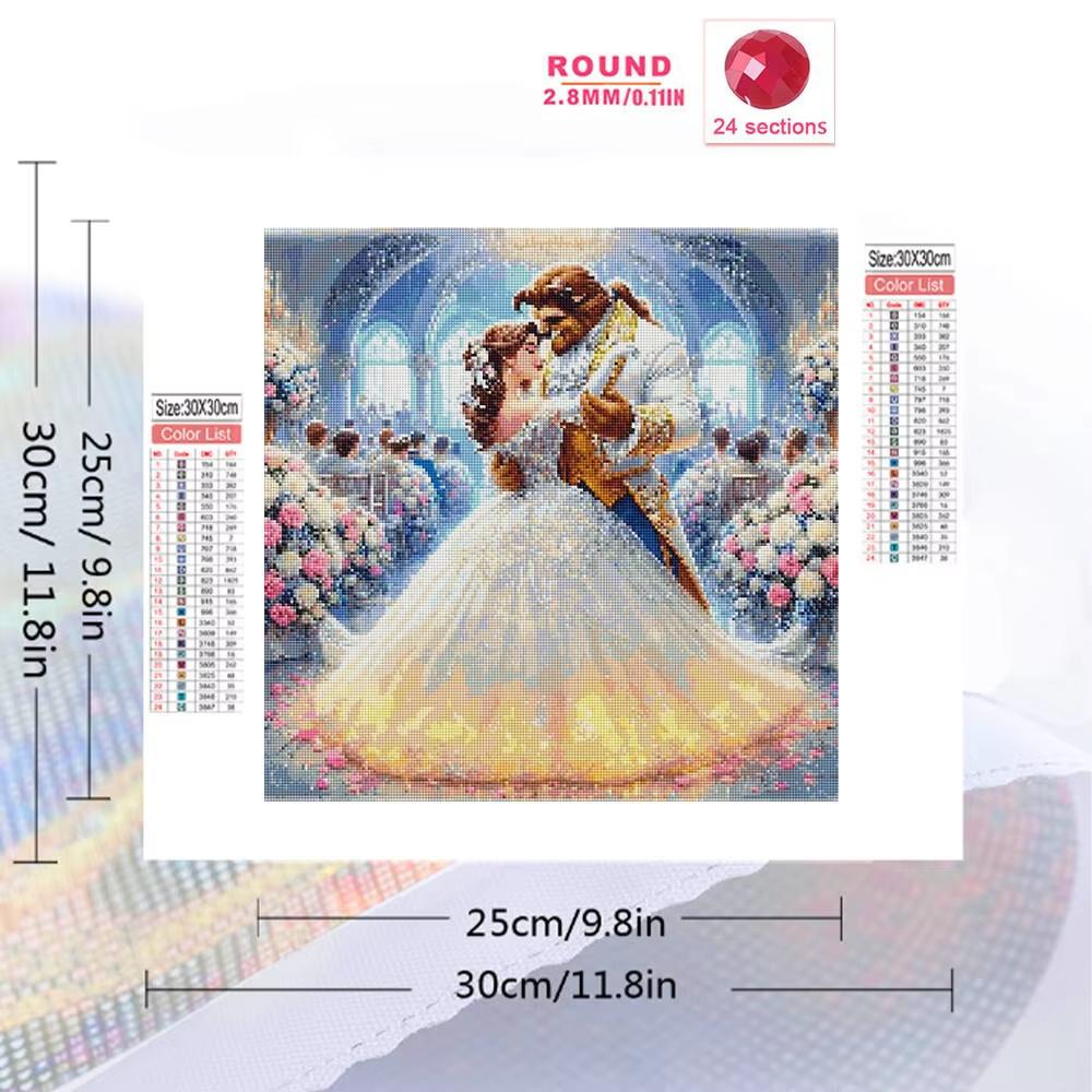 Disney Full Square Round Diamond Embroidery Princess Belle Mosaic Cartoon Character Kits Art DIY Painting Beauty and The Beast