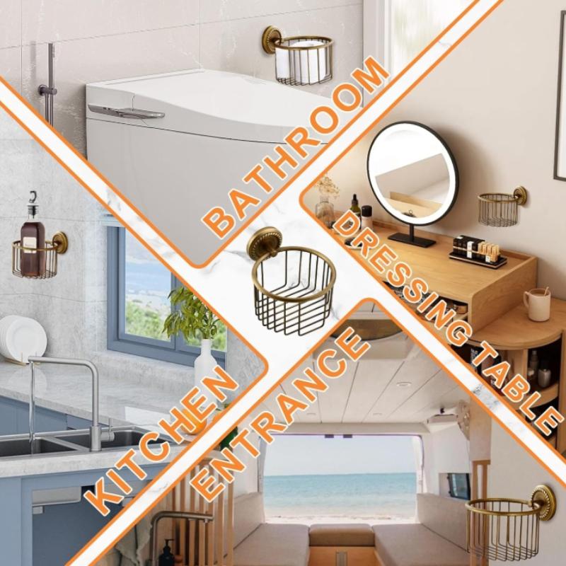 Brass Antique Stable Wall Mount Paper Towel Rack, Metal Toilet Paper Holder Stand Tissue Paper Roll Dispenser for Bathroom