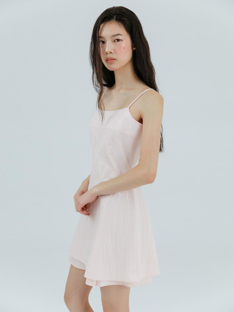 Etmont Slip Flare Layered Mini Dress Light Pink