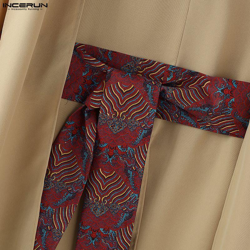 INCERUN Men Sleeveless Layers High Splits Ribbon Belt Casual Long T-shirts Tops