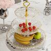 Flower Language Multi-Layer Fruit Plate Living Room Home Coffee Table Light Luxury Crystal Plate Hotel Front Desk Candy Plate Snack Plate