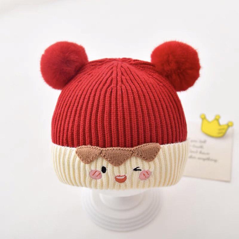 Baby hat cute cartoon bunny wool hat winter male and female baby warm ear hat knitted hat
