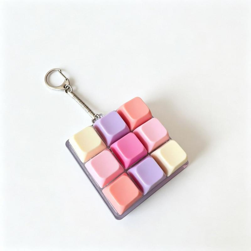 Cute Pastel Keyboard Fidget Keychain Clickable Buttons Fun Stress Relief Toy Ideal Holiday Gift for Kids Adults Office Staff