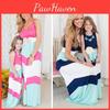 Elegante Vestido Maxi Casual Boho de Rayas para Madre e Hija para Conjuntos a Juego