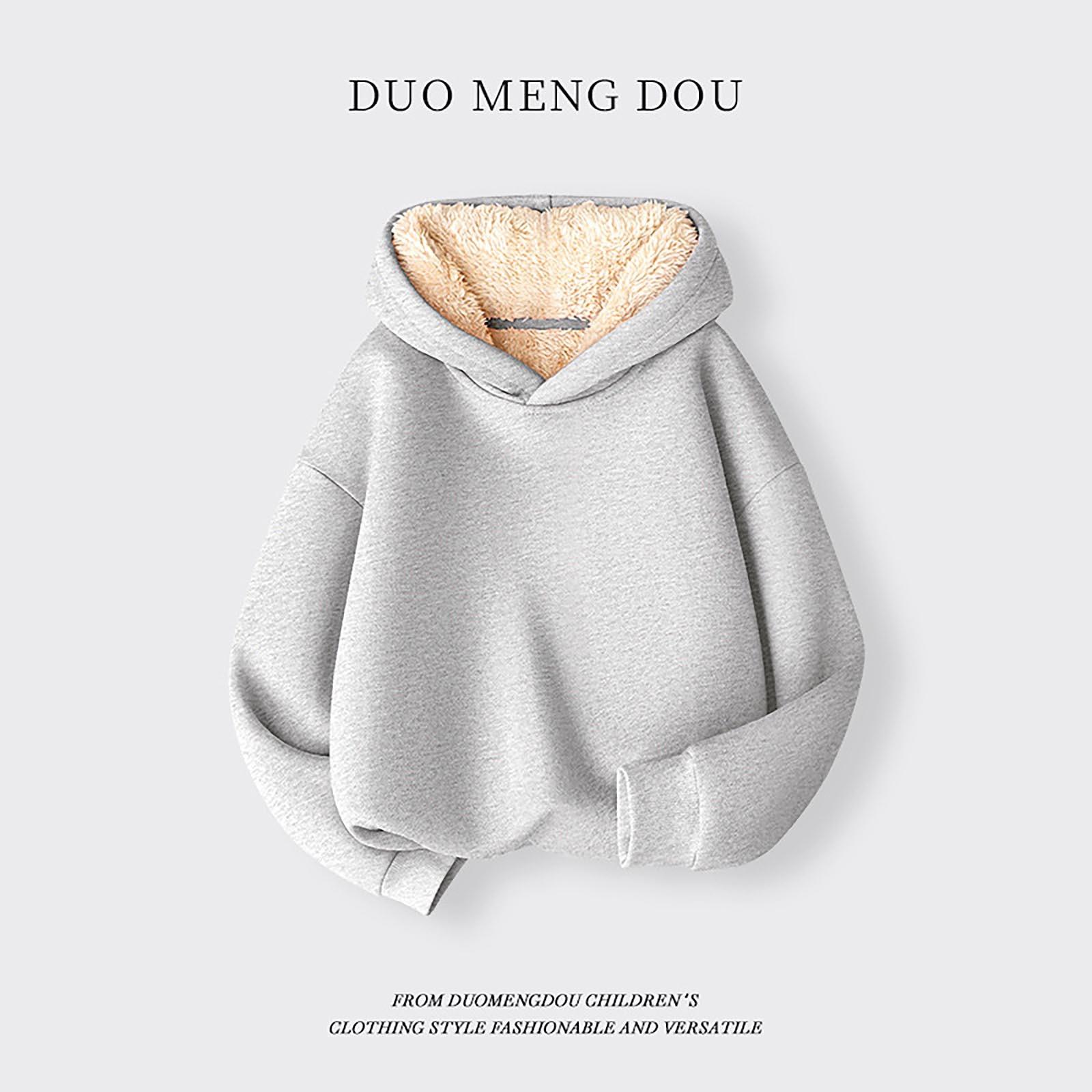 

Толстовка с капюшоном из флиса для мальчиков и девочек, осенне-зимняя, средняя, детская, однотонная, теплая одежда, детский флисовый топ с капюшоном 150