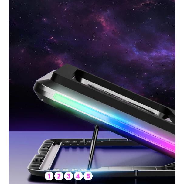 D17 Gaming Laptop Cooling pad for 15-21'' Notebook Cooler Stand w/ RGB Light 2 Fans 5 Angle Adjustable LED Screen Laptop Bracket