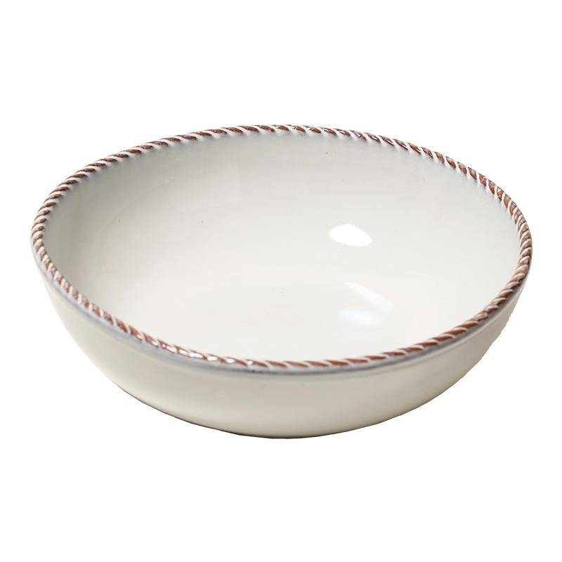 High Value Rope Edge Ceramic Bowl Set Creative Household Niche Tableware Western Food Plate Hotel Plate