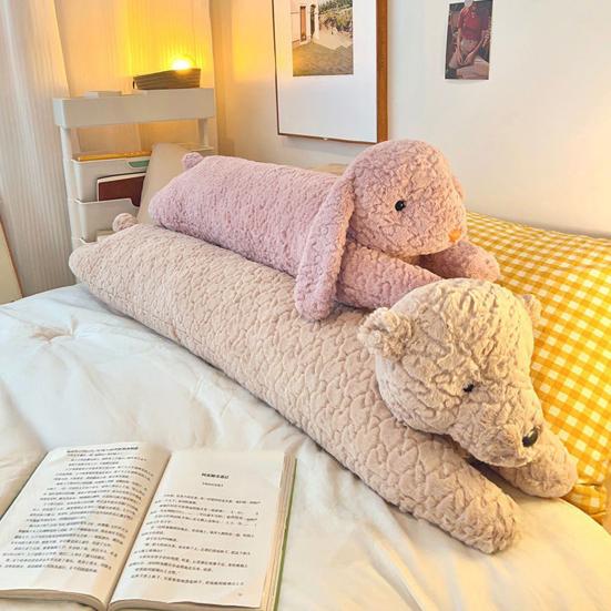 Langes Kissen Lange Körperform Hasen Bären Design Plüsch Körperkissen Weicher Lammwollstoff Stützendes Nickerchenkissen Heimdeko