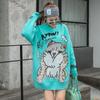 European Station Autumn/winter Sweater Casual Crew Neck Cartoon Cat Loose Knitwear Girl Design Lazy Top Trendy Brand