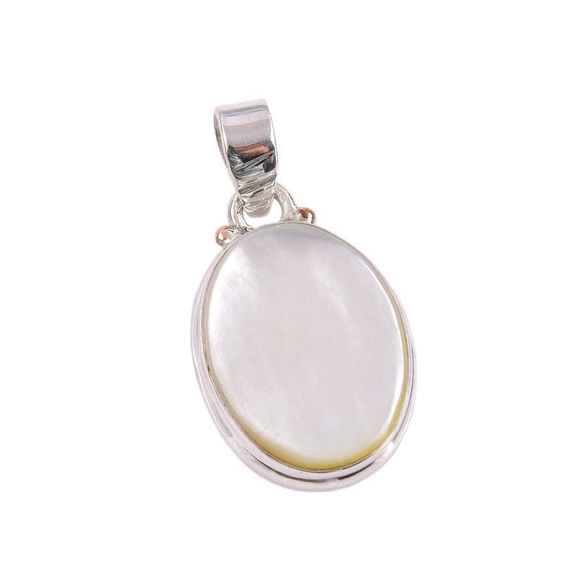 Natural Mother Of Pearl Gemstone Handmade 925 Solid Silver Pendant 1.75" O2s02