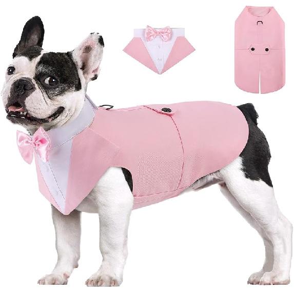 AOFITEE Dog Tuxedo Formal Dog Suit and Bandana Set, Gentle Dogs Wedding Party Suit Bow Tie Shirt, Tuxedo for Small Dogs Costume Outfit with