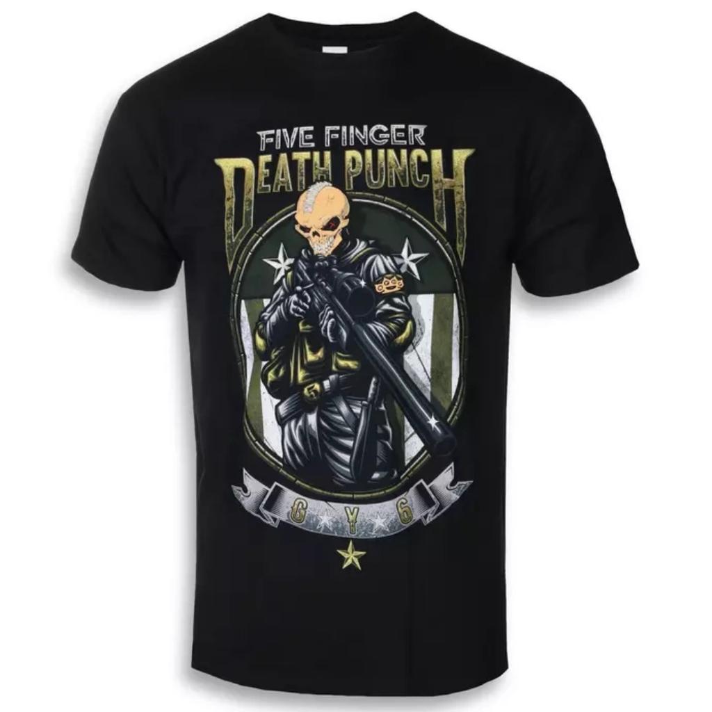 Five Finger Death Punch Wanted Art Pattern Nu Metal Band Tshirt Casual Street Style Cotton Tshirt For Unisex And Unisex