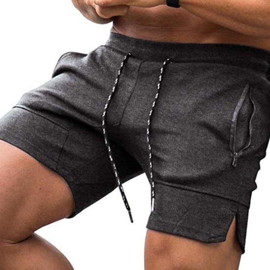 

Шорты с карманами на молнии, кулиской, мужские спортивные шорты средней посадки для бега M темно-серого