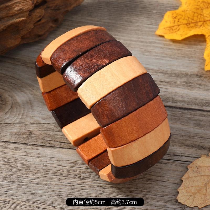 Handmade beaded weaving bracelet, retro ethnic style, wooden bracelet, Bohemian bracelet