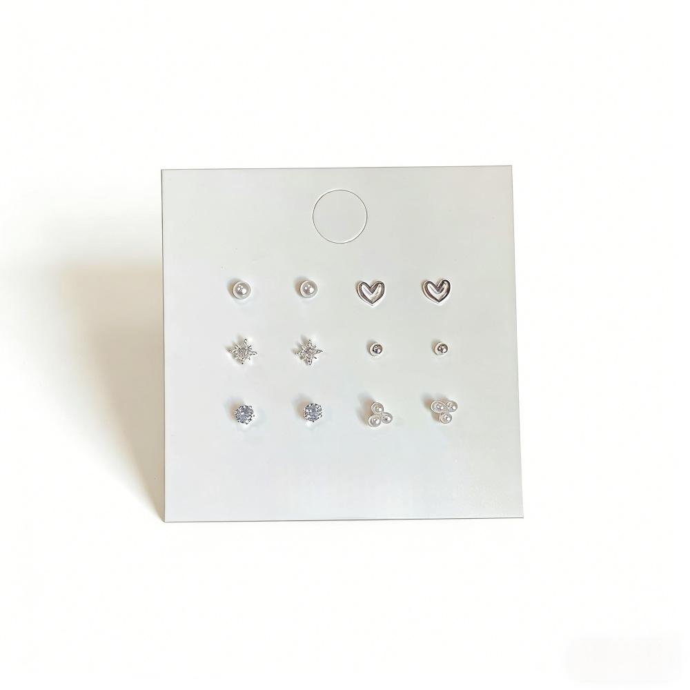 Korean Style Student Stud Earrings - 6 Pairs, Versatile & Trendy Design