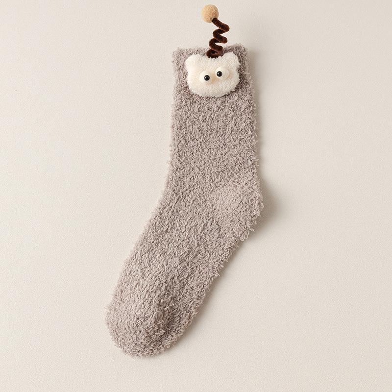 Female Autumn and Winter Model Adds Thick Add Velvet To Keep Warm Sleeping Floor In Tube Socks