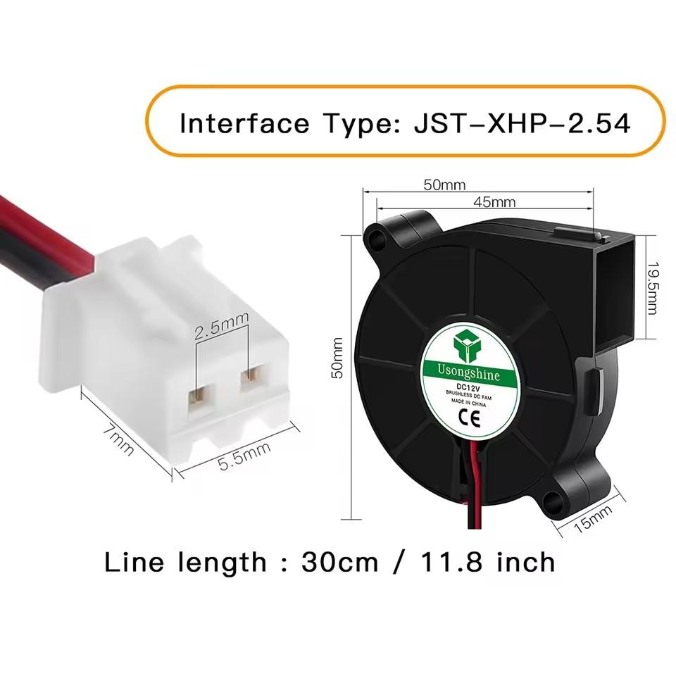 

Вентилятор охлаждения турбо бесщеточный для 3D-принтера DC 12V 24V с 2-контактным проводом Dupont, кулер с проводом 30 см для обдува экструдера, пластиковый вентилятор 12V