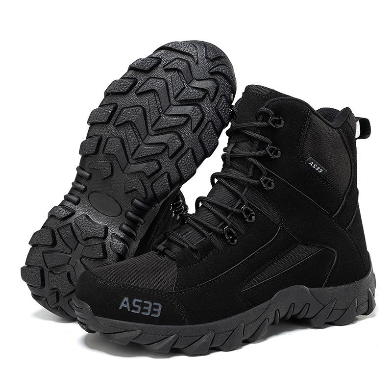 Men's Plus Size Fleece-Lined Combat High-Top Boots - Outdoor Casual Winter Hiking Shoes, 2025 Model