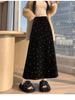 Sweet Age-Defying Polka Dot Velvet Midi Skirt - Autumn/Winter 2025, Versatile A-line Design