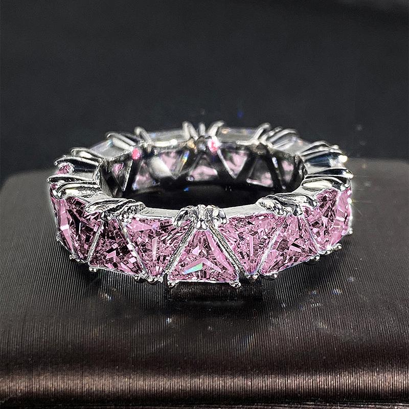 Huitan Triangular CZ Promise Rings for Women Luxury Trendy Wedding Bands Accessories Engagement Party Hot Fashion Female