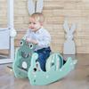 3-in-1 Baby Rocking Horse Portable Slide Basketball Hoop Equipment Indoor Outdoor Playground Toy, Age 18-36 Months, Green