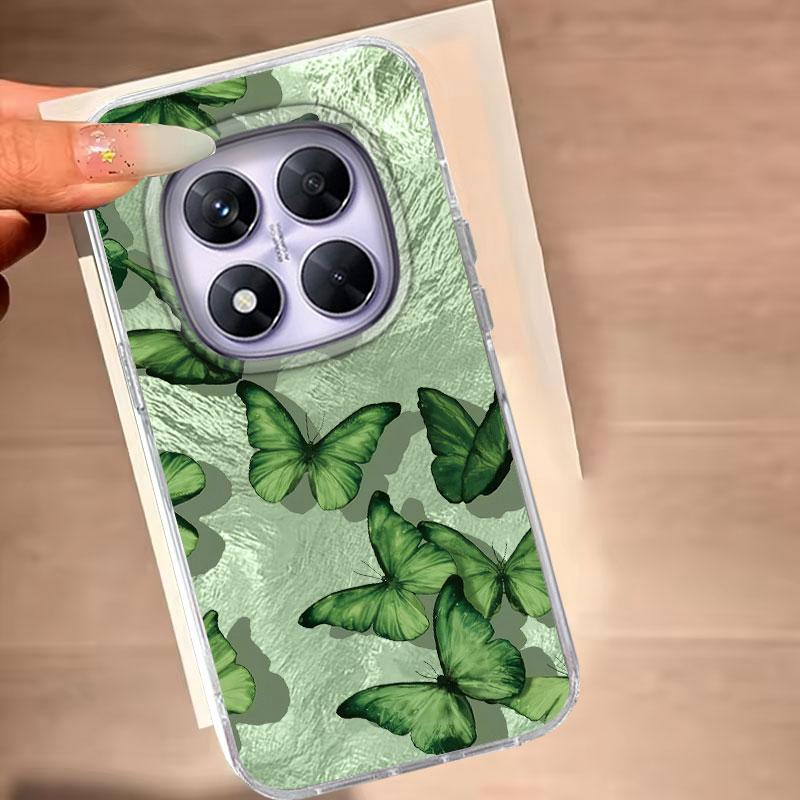 Case For Redmi Note 14 Pro Plus 13 Pro 14S 14C 13C A3 Xiaomi 14T 13T Pro Phone Cover Green Butterfly Gradient For Redmi A5 Bags