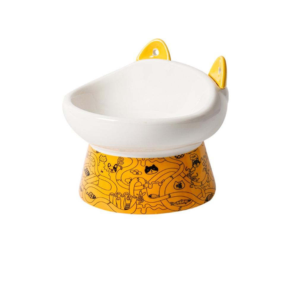 Large Capacity Pet High Foot Bowl Non-slip Dog Food Feeding Basin Ceramic Cat Bowl  Kitten Puppy