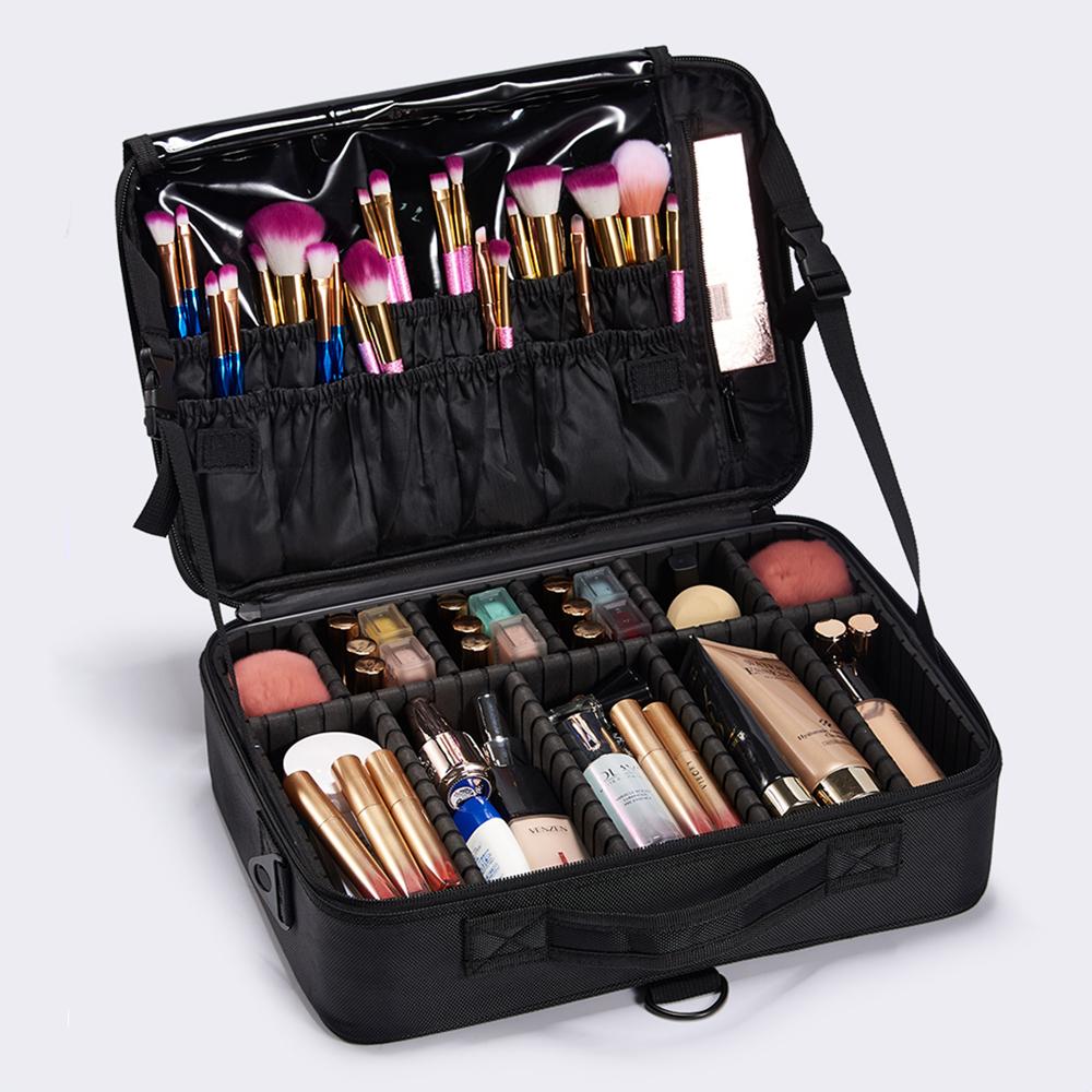 Professional Nylon Makeup Case Adjustable Shoulder Strap Portable Cosmetic Bag for Nail Hairdressing Accessories Makeup Storage