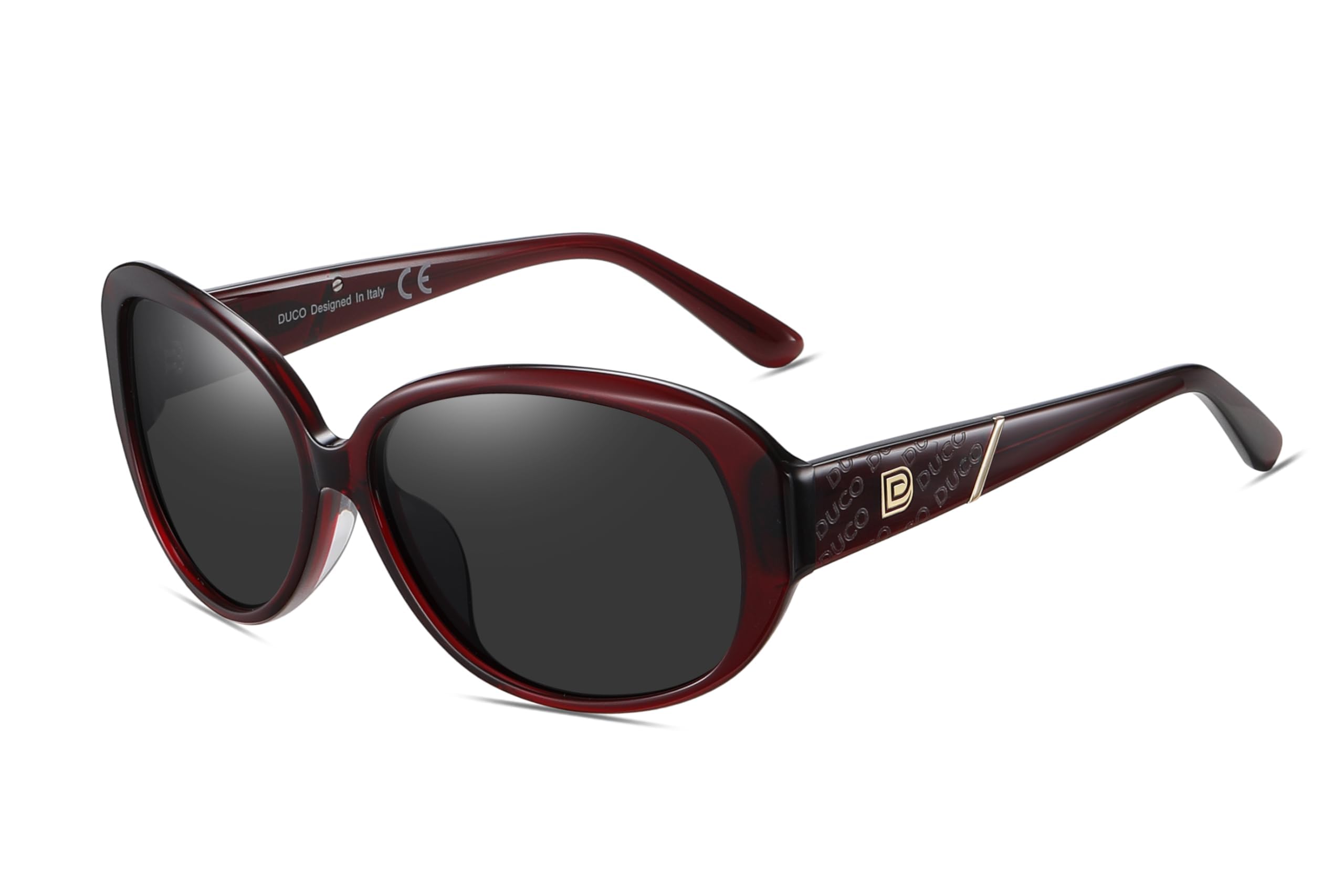 

DUCO Polarized Sunglasses with UV400 Stylish Design for Smaller Includes 1220 Women s Protection, Driving, Face, Case, (Wine Red-Gray)