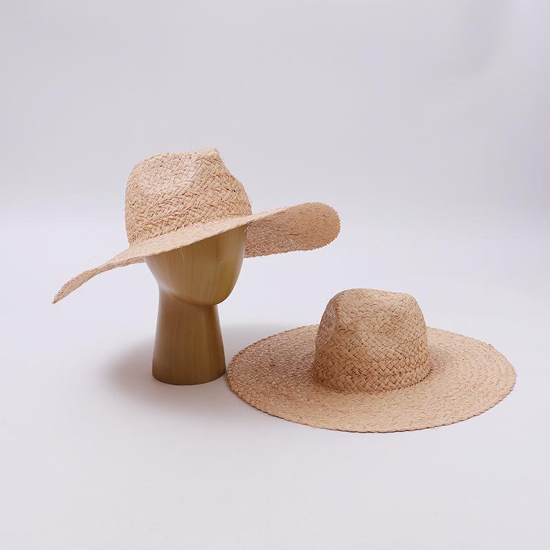 European and American Fashion Autumn New Product Natural Lafite Beach Sun Hat Seaside Vacation Sun Protection Oversized Brim Straw Hat