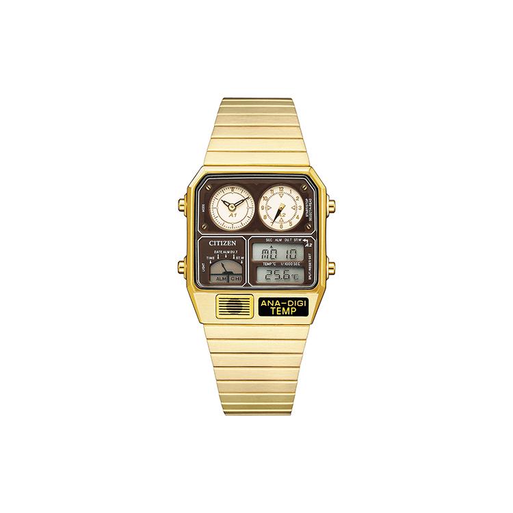

CITIZEN Eco Drive Co branded Collection Quartz Movement Stainless Steel Strap Watch Unisex Gold Dial JG2103-72XD