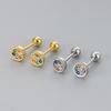 Light Luxury Round Colored Diamond Stud Earrings For Women Screw Back Comfortable Sleep In Hoops Niche Design Jewelry