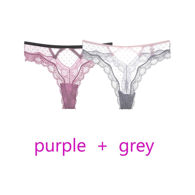 TERMEZY 2Pcs/Lot Sexy Lace Panties Women Low-waist Underwear Hollow Out Transparent Thong Female Seamless G-string Lingerie Underpant