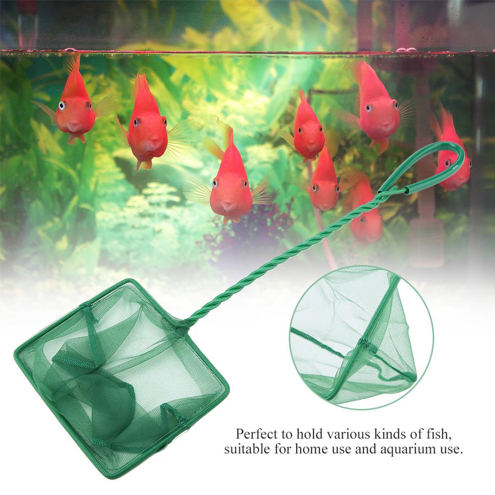 Portable Green Square Aquarium Fishbowl Fishing Landing Net Floating Objects Clean Tools 6 inch