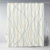 Modern Teal Gradient Wavy Line Art Waterproof Shower Curtain