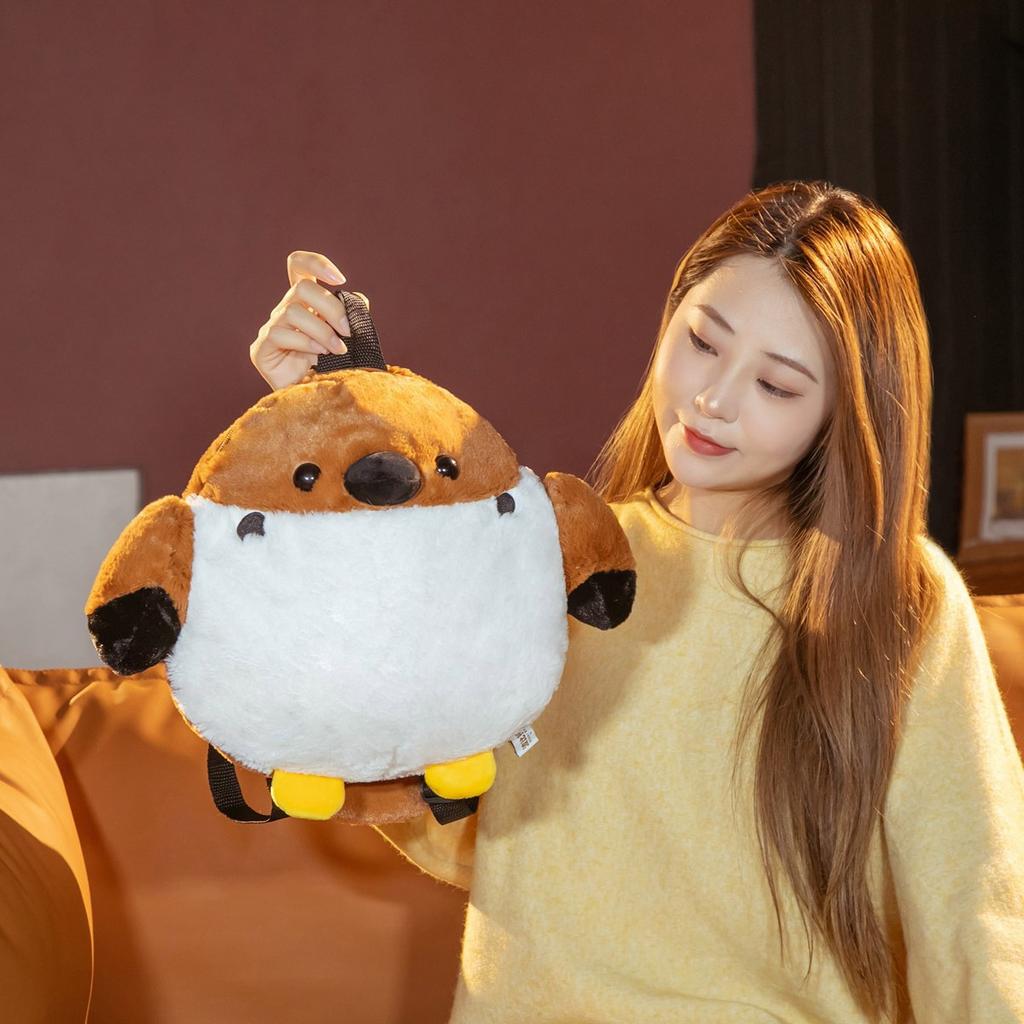 1pc 35 *40cm Lovely Sparrow &Crow Plush Backpack Pillow Cute Fat Tweed Bird Toy Stuffed Soft Animal Dolls Children Birthday Gift