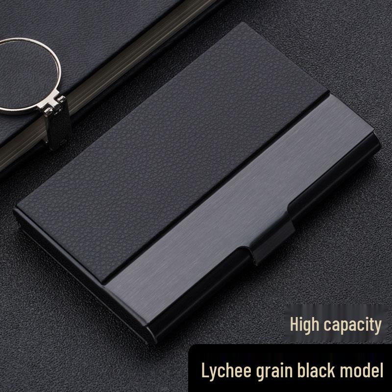 Men's and Women's Portable Stainless Steel Leather Business Card Holder