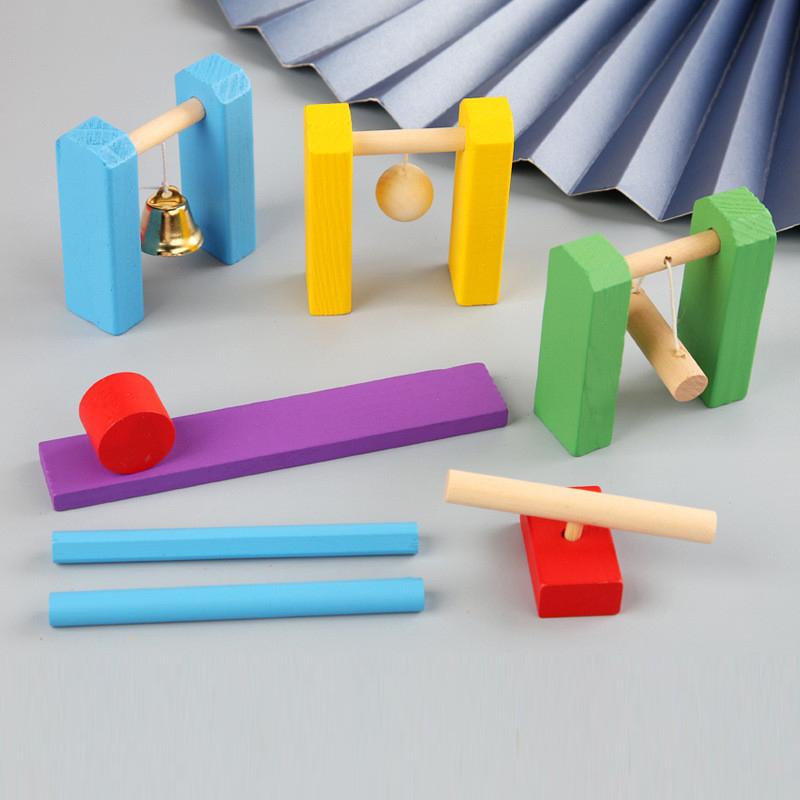Wooden Domino Toys Institution Accessories Organ Blocks Dominoes Games Brain Thinking Training Kids Montessori Educational Toys