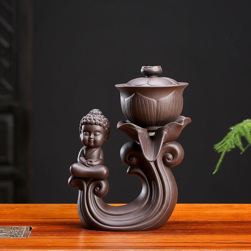 Purple Clay Automatic Tea Infuser Set - Anti-scald Stainless Steel Strainer for Gongfu Tea Brewing.