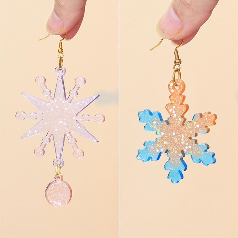 Χριστουγεννιάτικα Σκουλαρίκια Καλούπι Εποξειδική Ρητίνη Σιλικονούχα Καλούπια DIYs Κρεμαστό Νιφάδα Χιονιού Καλούπι Σκουλαρικιών Μπρελόκ Εργαλείο Κοσμημάτων Εποξειδικής Ρητίνης