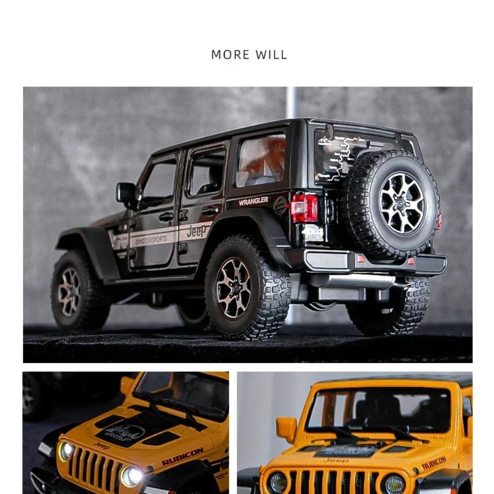 1/22 Jeeps Wrangler Rubicon Alloy Model Car Toy Diecasts Metal Casting Pull Back Sound and Light Car Toys for Children Vehicle