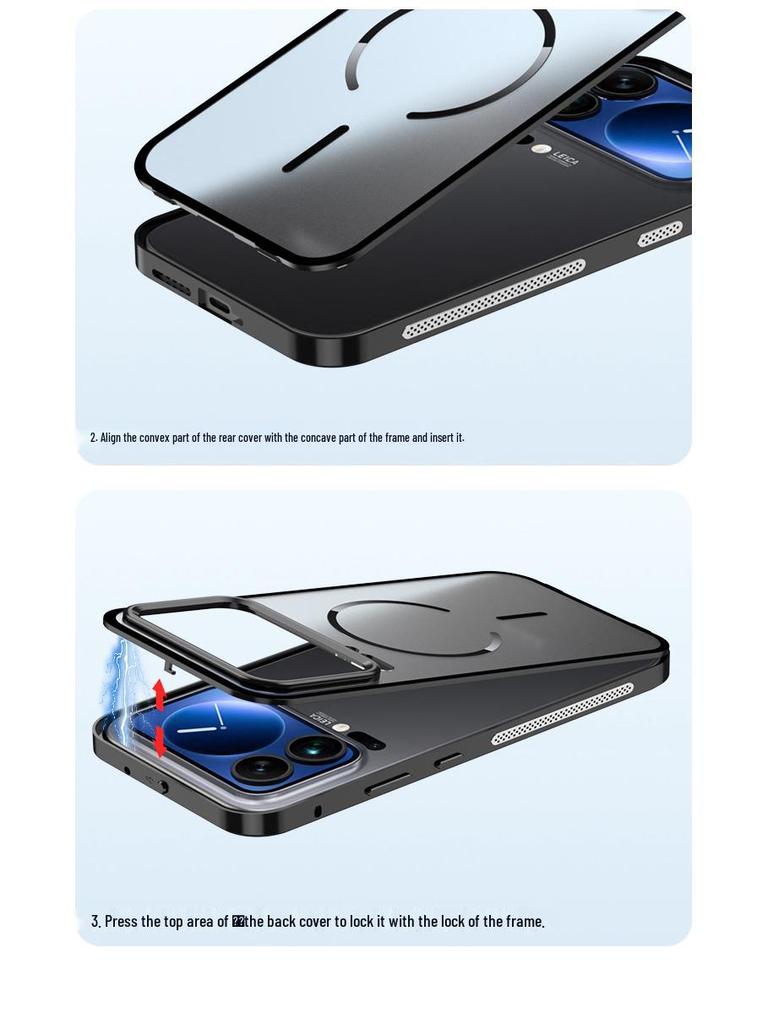 Xiaomi 17 Pro/Max Metal Frame Case with Frosted Back and Magnetic Ring